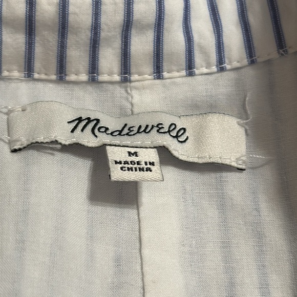 MADEWELL Shirt Dress Mini Blue White Stripe Coastal Cowgirl Preppy Size M Casual - Picture 8 of 10